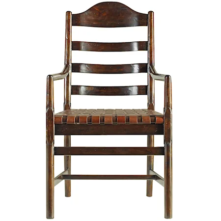 Ladderback Arm Chair with a Woven Belt Leather Seat